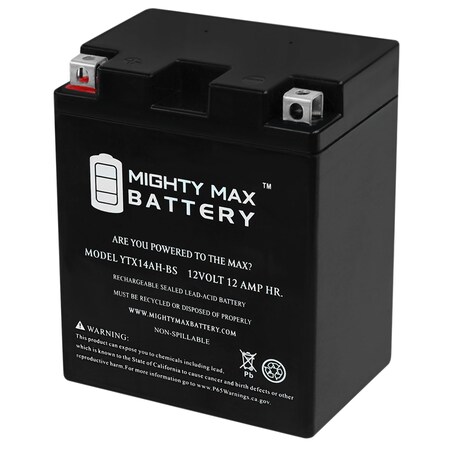 MIGHTY MAX BATTERY YTX14AH-BS 12V 12Ah Replacement for CTX14AH-BS, CB14A-A2 YTX14AH107